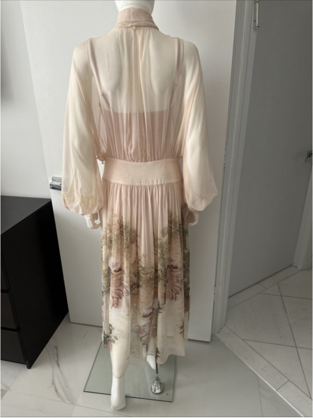 Zimmermann Belted Floral Print Chiffon Maxi Dress Powder Size 2 - Picture 11 of 16